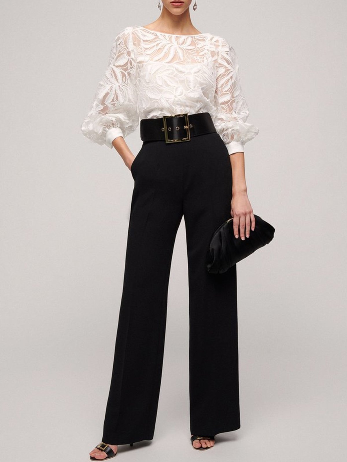 Urban High Waist Fashion Wide Leg Pants With No Belt