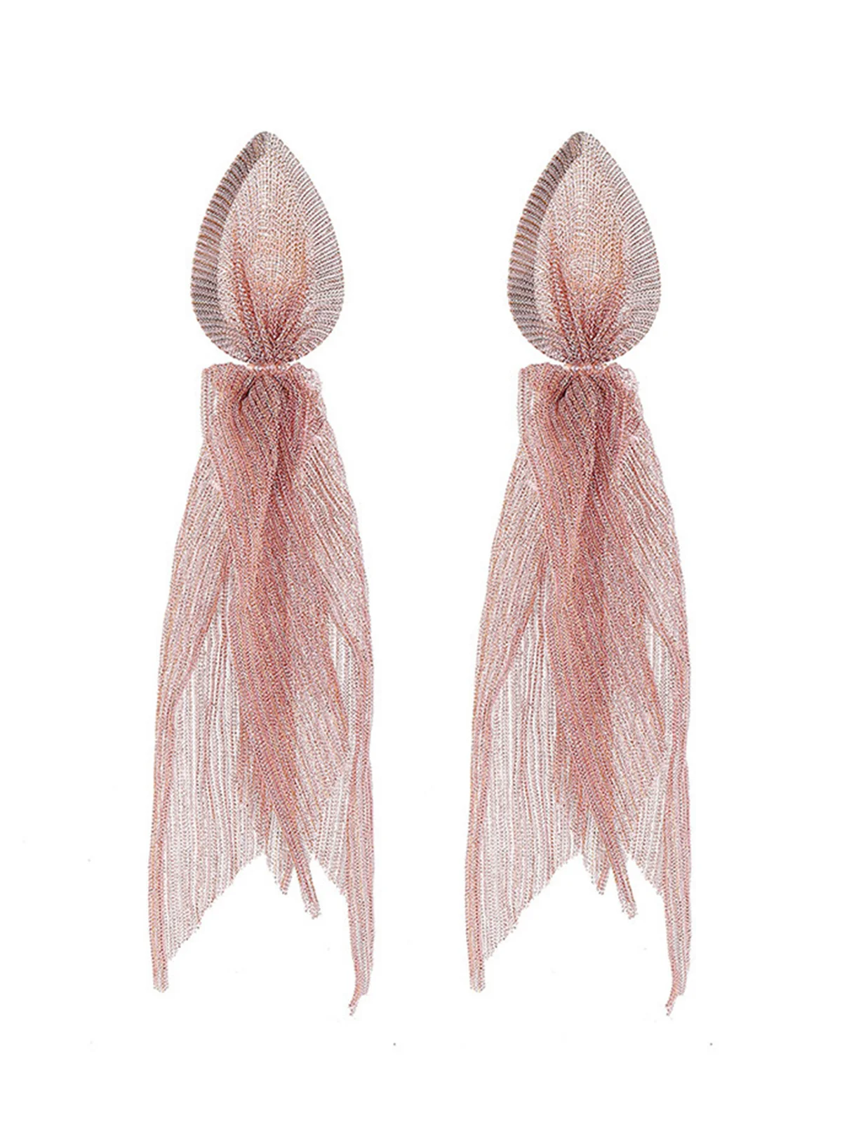 1pair Bohemian Imitation Pearl Fabric Tassel Earrings