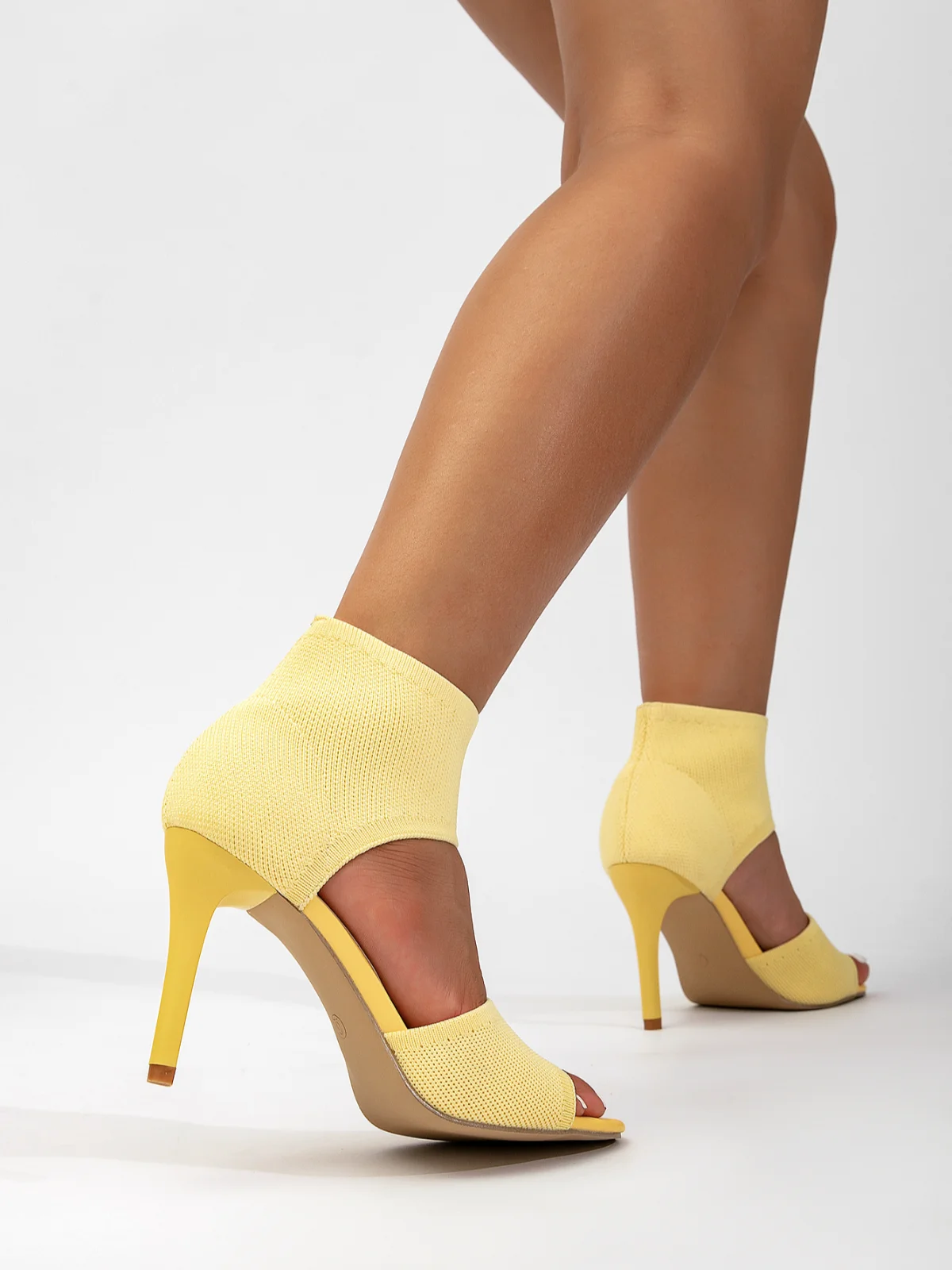 Minimalist Knitted Mesh Stiletto Heel Ankle Strap Sandals