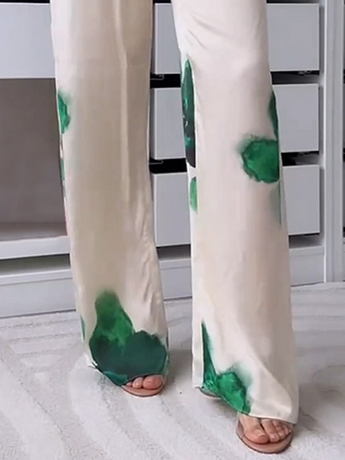 Loose Floral Urban Long Pants Straight pants