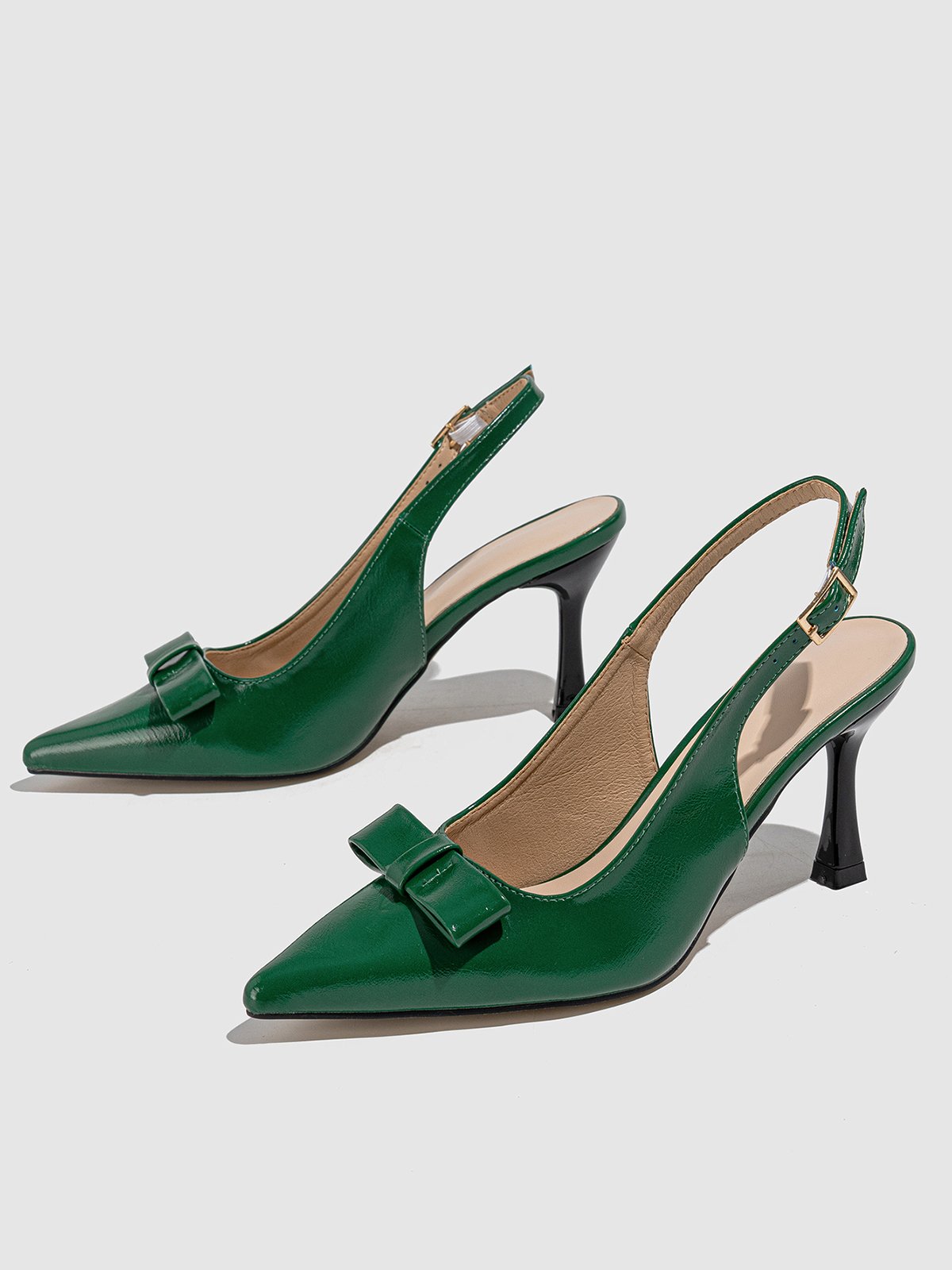 Minimalist Bowknot Adjustable Buckle Slingback Pumps