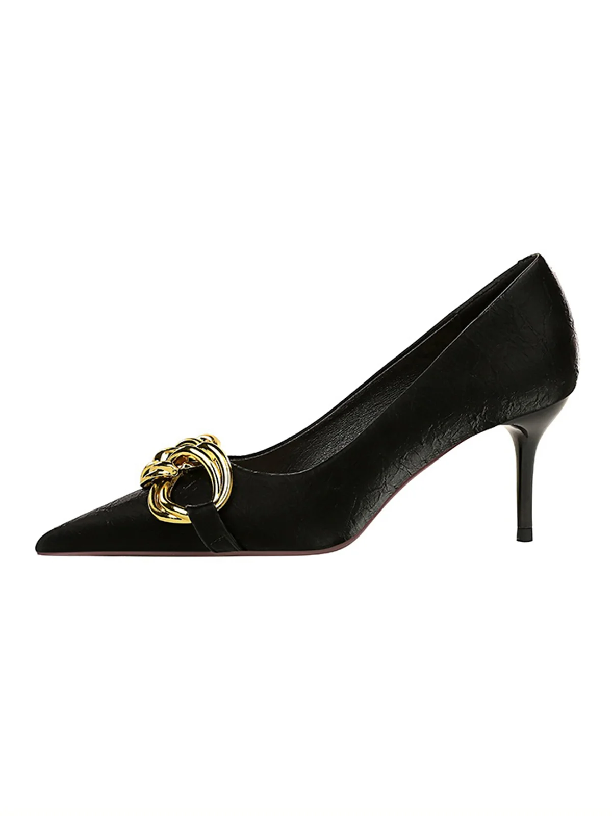 Minimalist Metal Chain Decor Stiletto Heel Pumps