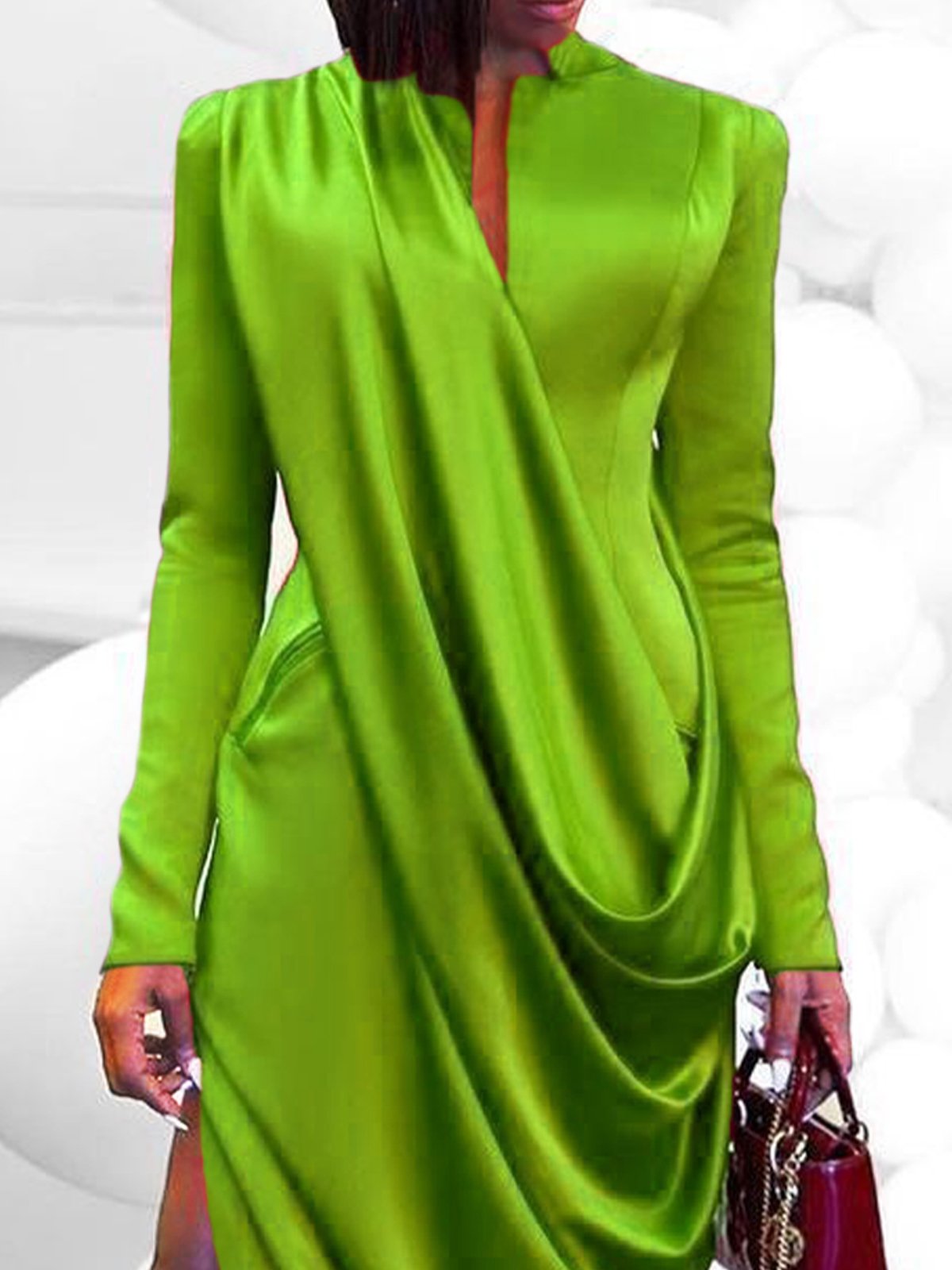 Regular Sleeve Elegant Plain Long Sleeve Party Maxi Dress