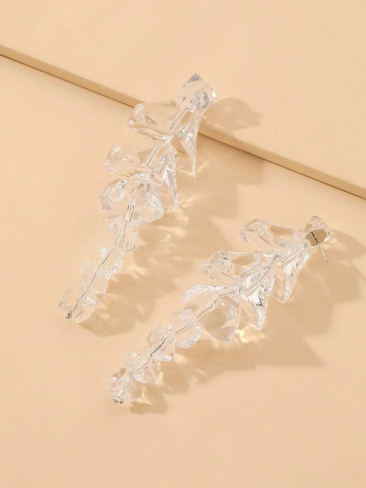 1pair Irregular Clear Acrylic Drop Earrings