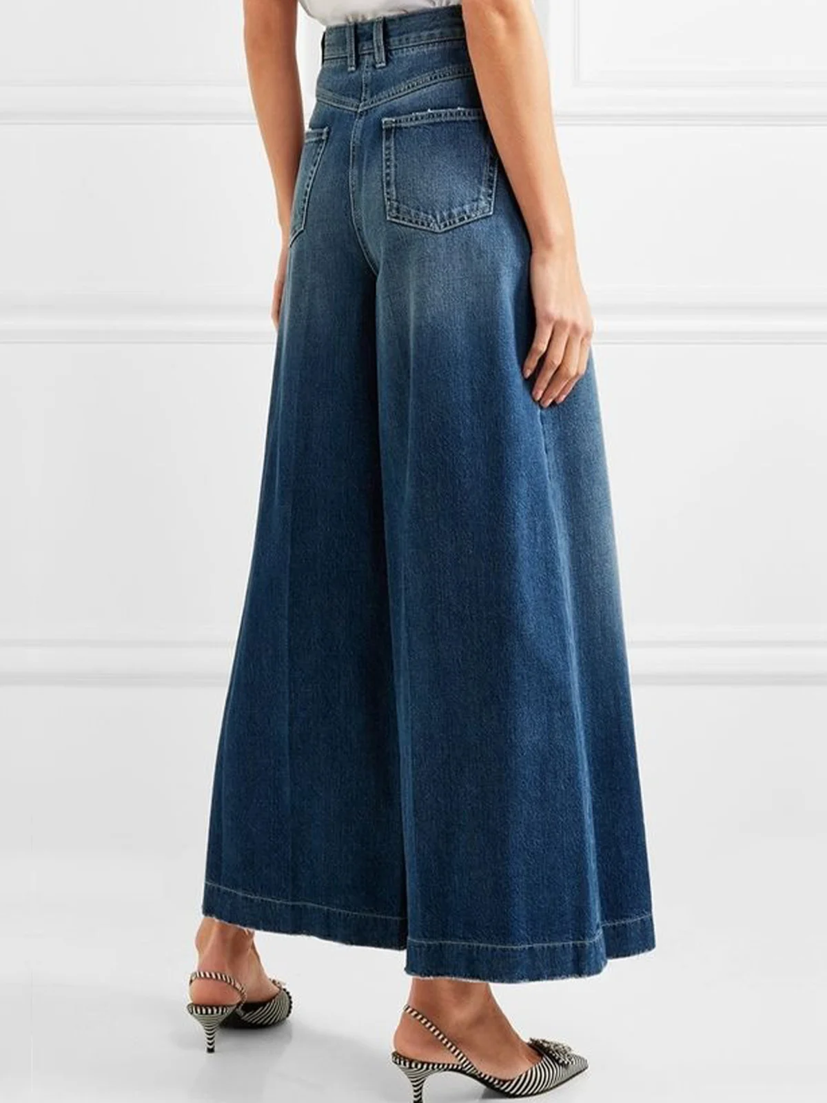 Denim High Waist  Casual Pockets Wide leg Jeans