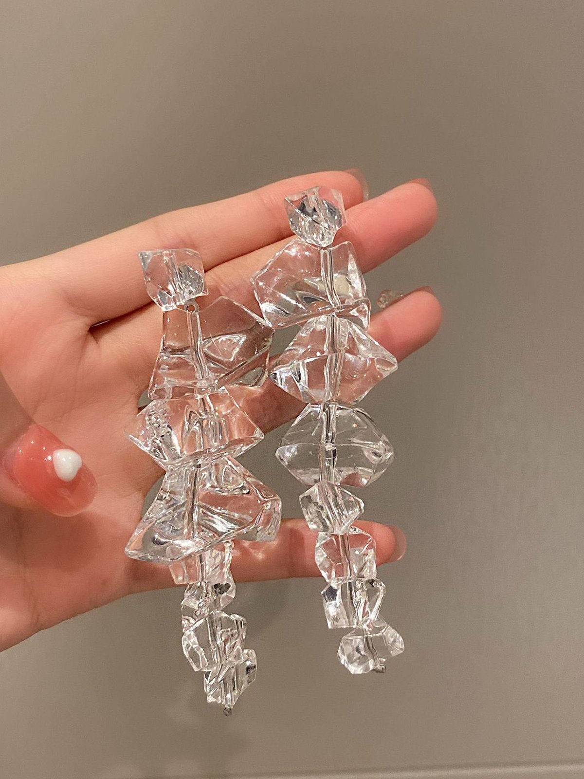 1pair Irregular Clear Acrylic Drop Earrings