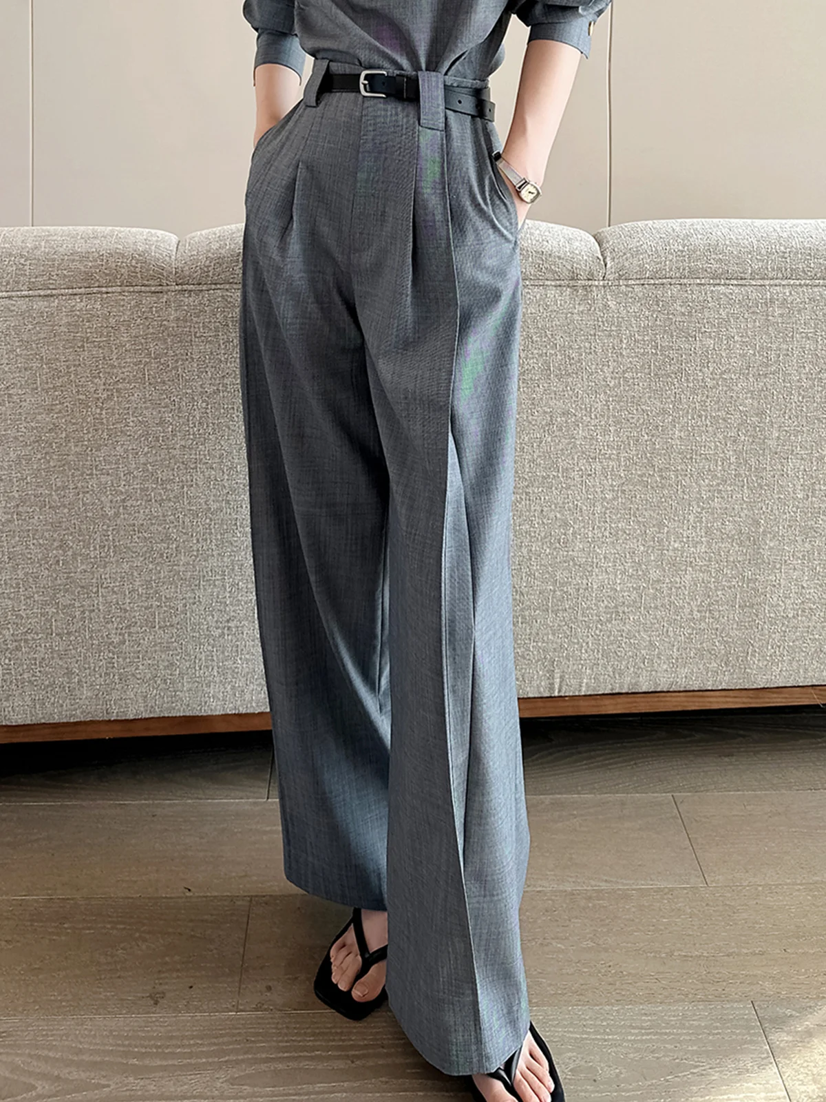 Urban Pockets Plain Fashion Wide leg Pants