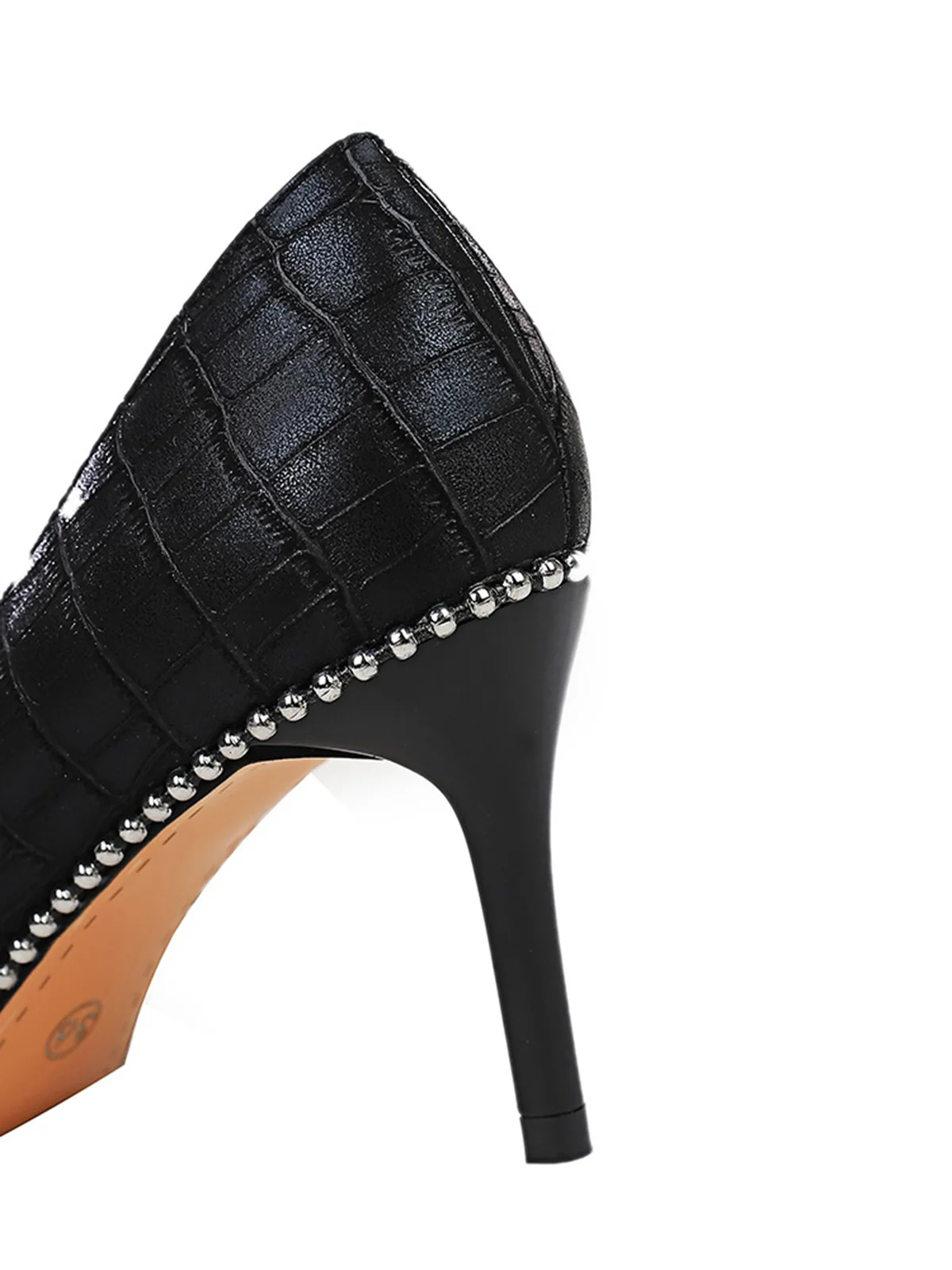 Minimalist Embossed Rivet Stiletto Heel Pumps