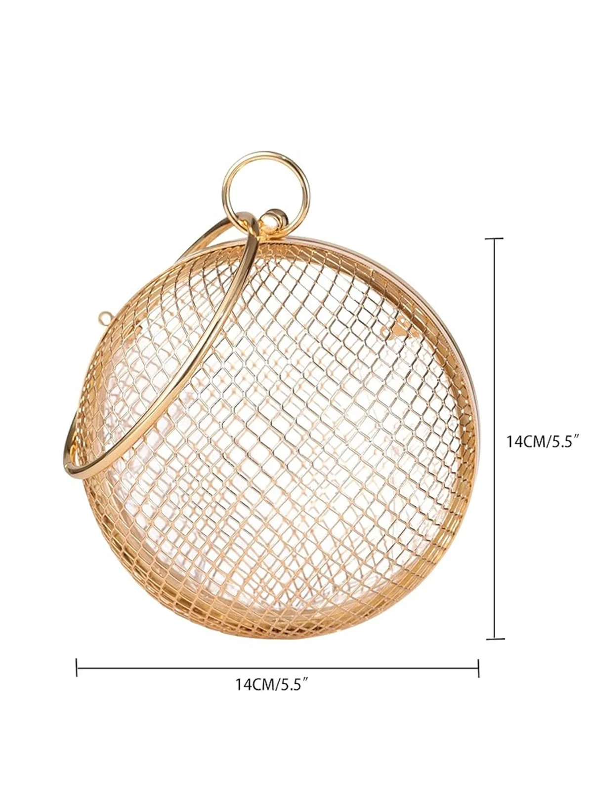 Metal Hollow Round Evening Handbag Spherical Mesh Crossbody Bag