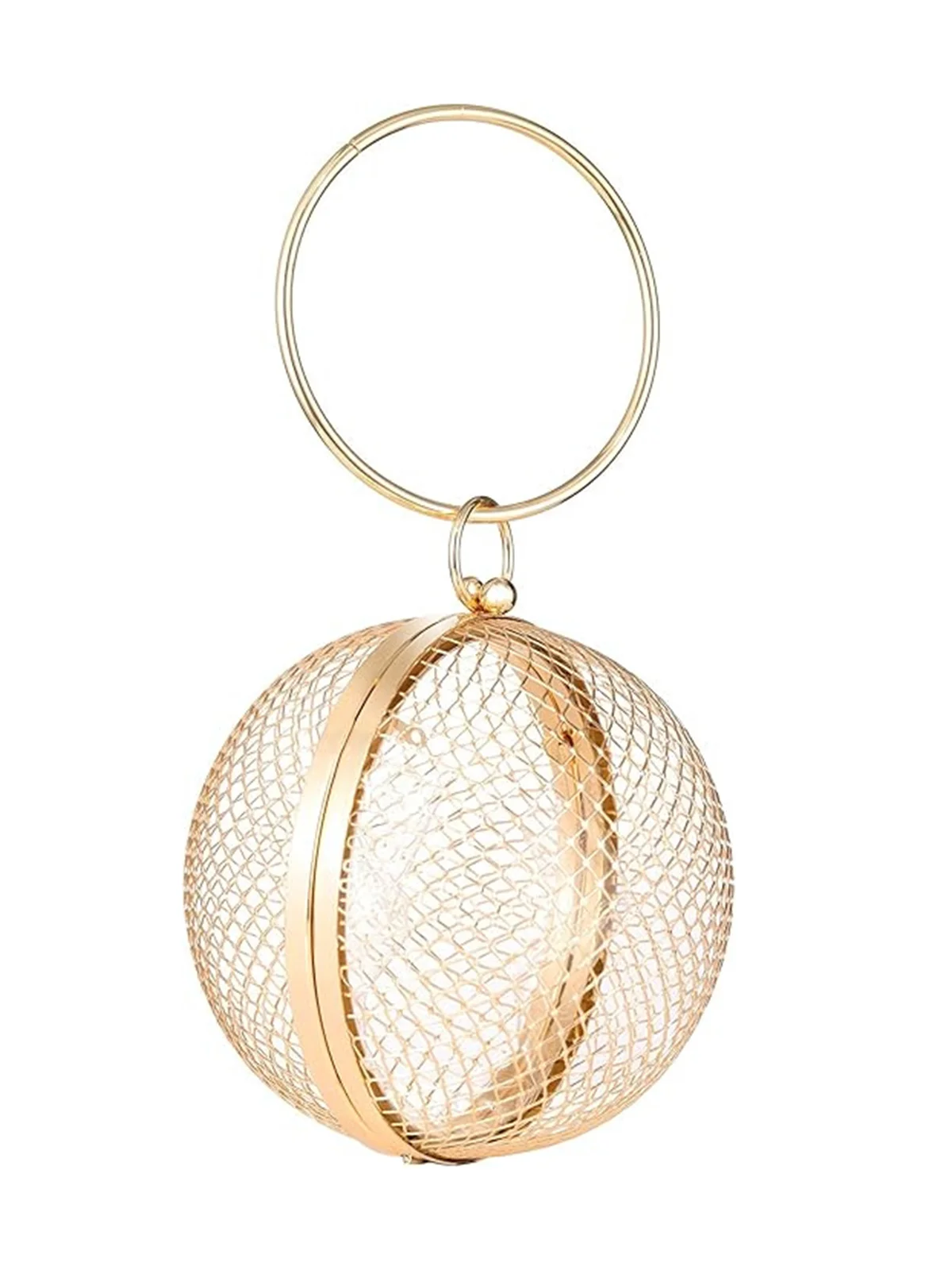 Metal Hollow Round Evening Handbag Spherical Mesh Crossbody Bag