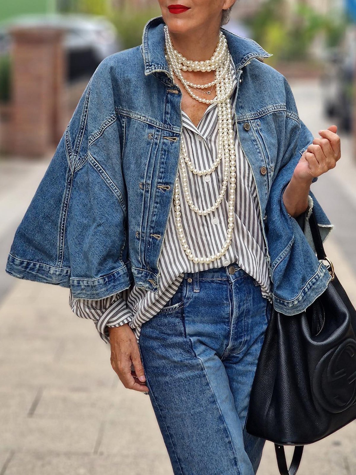 Casual Distressing Cloak Denim Coat