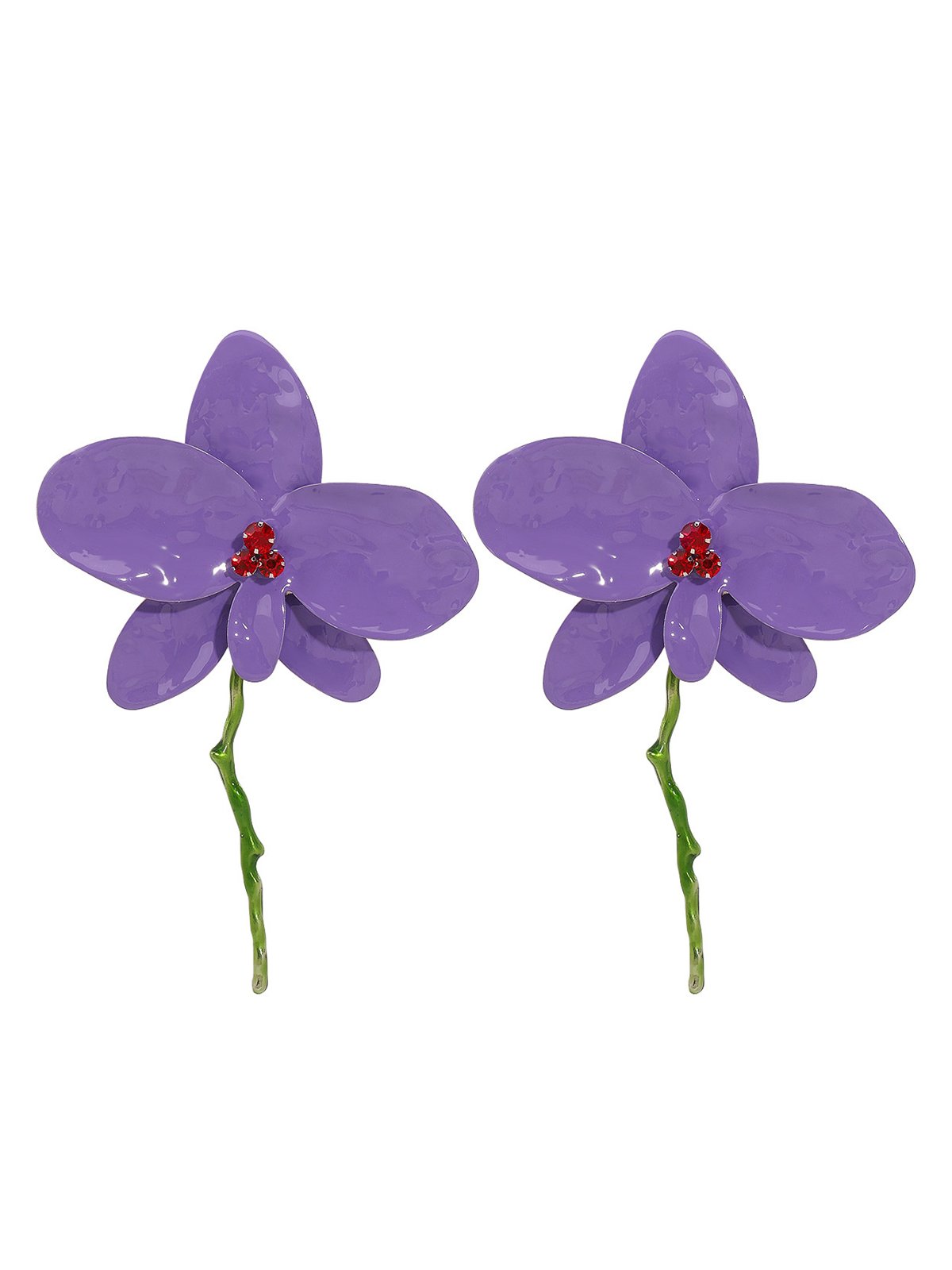 1pair Exaggerated Metal Flower Earrings