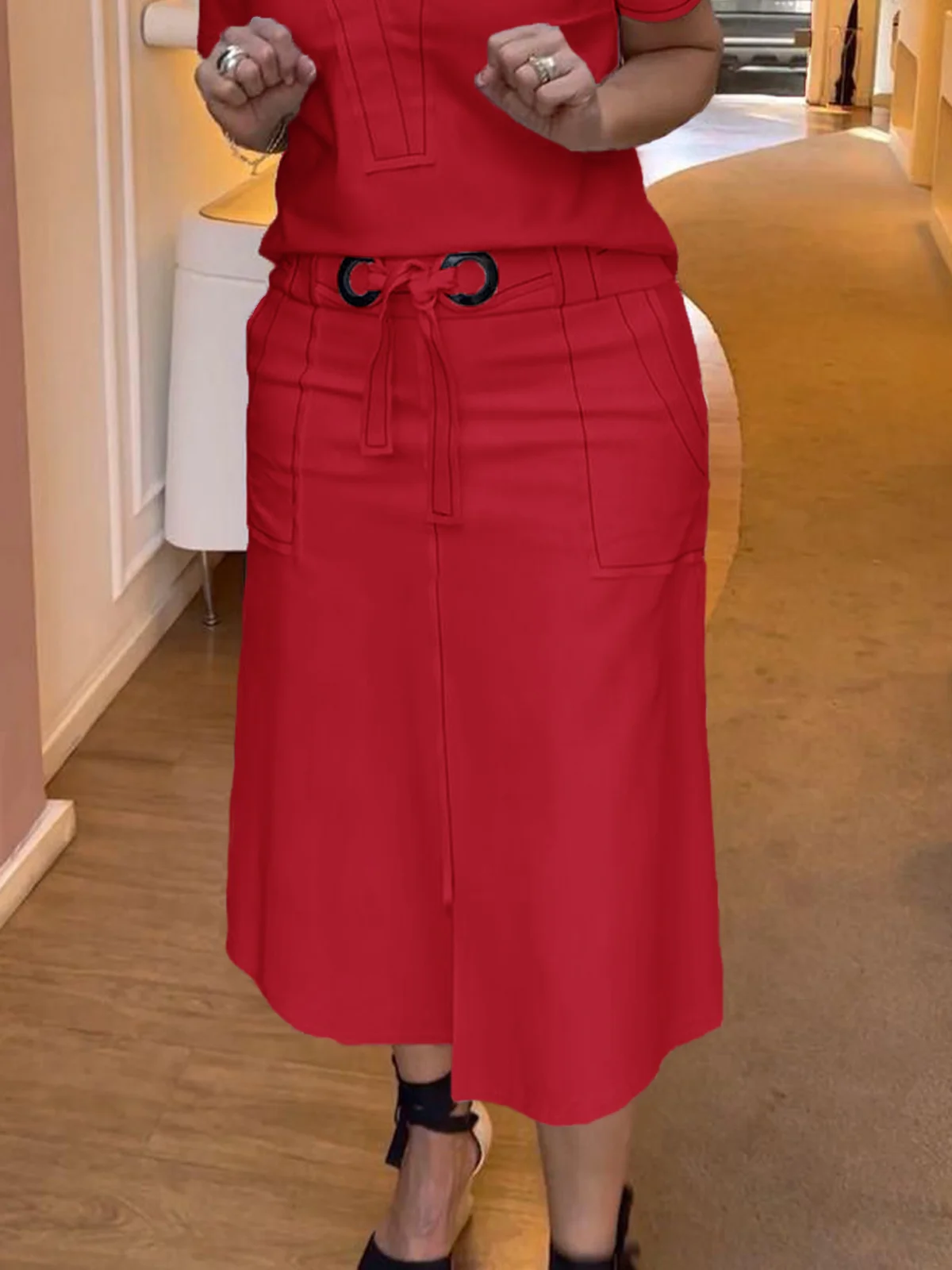 Urban A-line Belted Mid Skirt