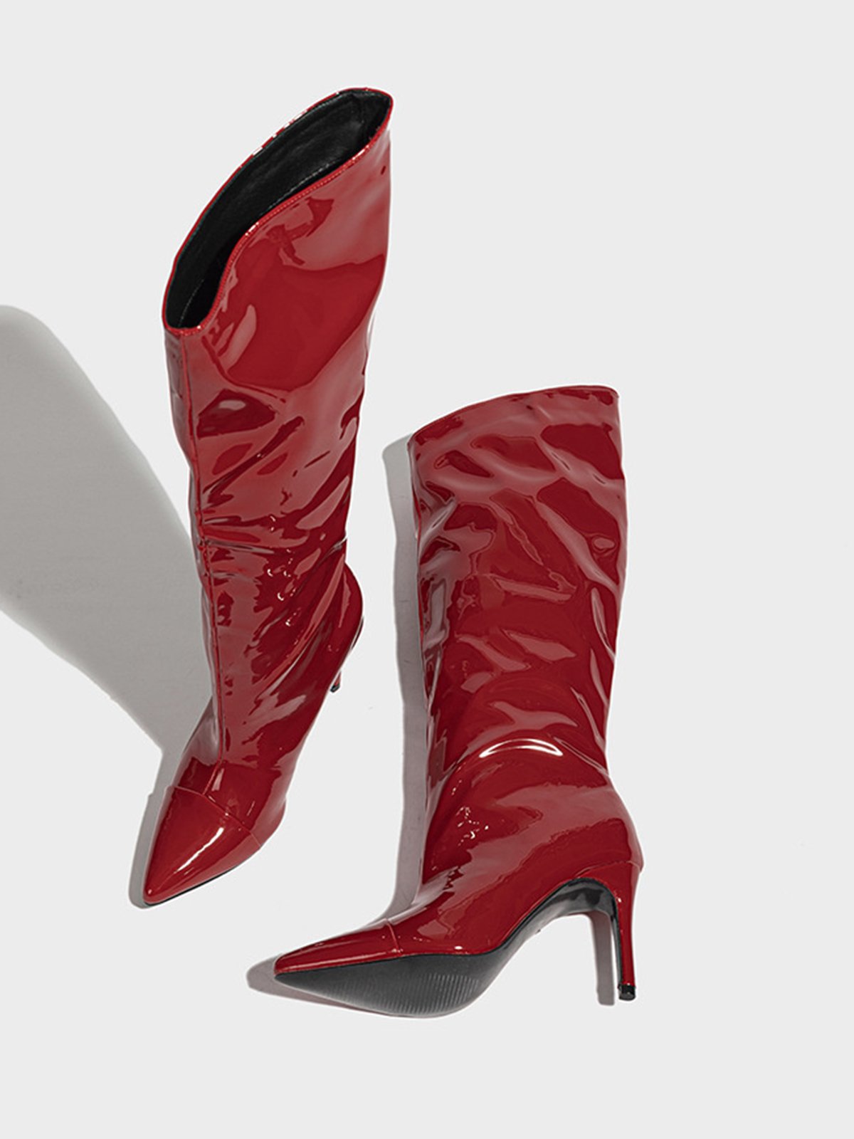 Irregular Patent PU Leather Stiletto Heel Fashion Boots