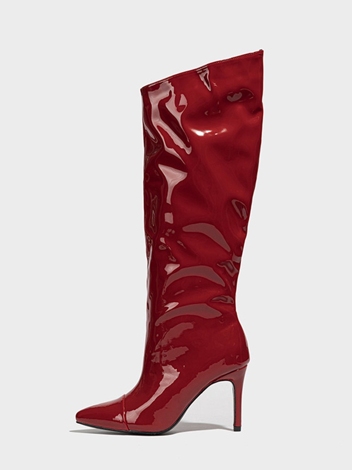 Irregular Patent PU Leather Stiletto Heel Fashion Boots