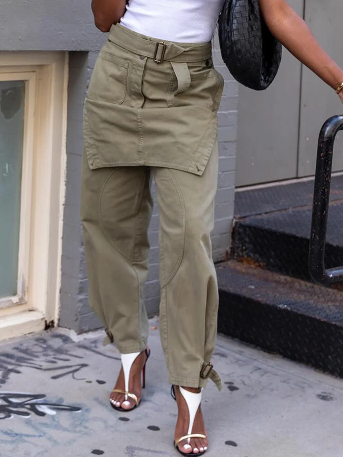 Casual Pockets Fashion Cargo Pants with Belt