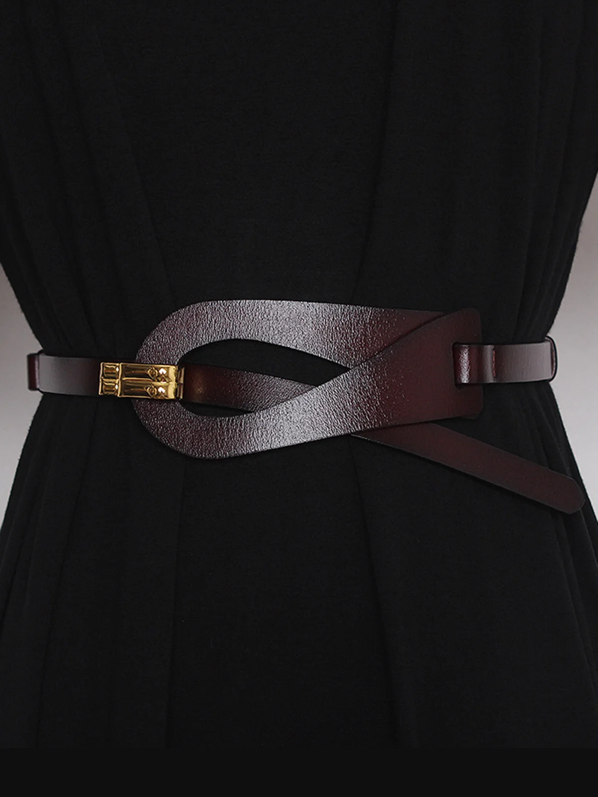 Irregular Hollow Out Split Leather Belt