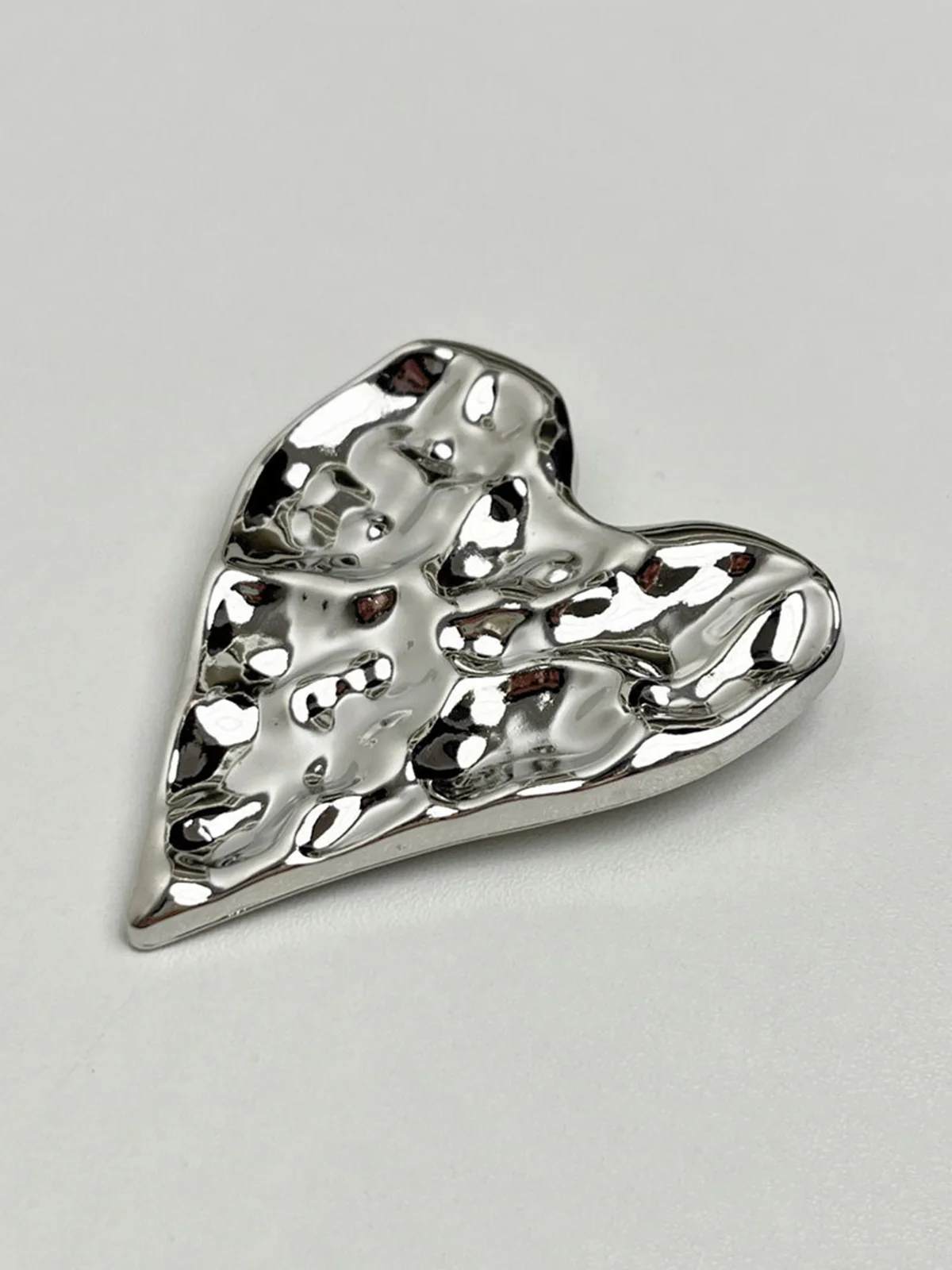 Irregular Pleated Metal Heart Brooch