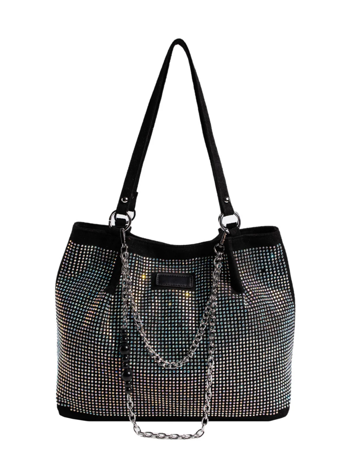 Glamorous Large Capacity Rhinestone Decor Shoulder Tote Bag