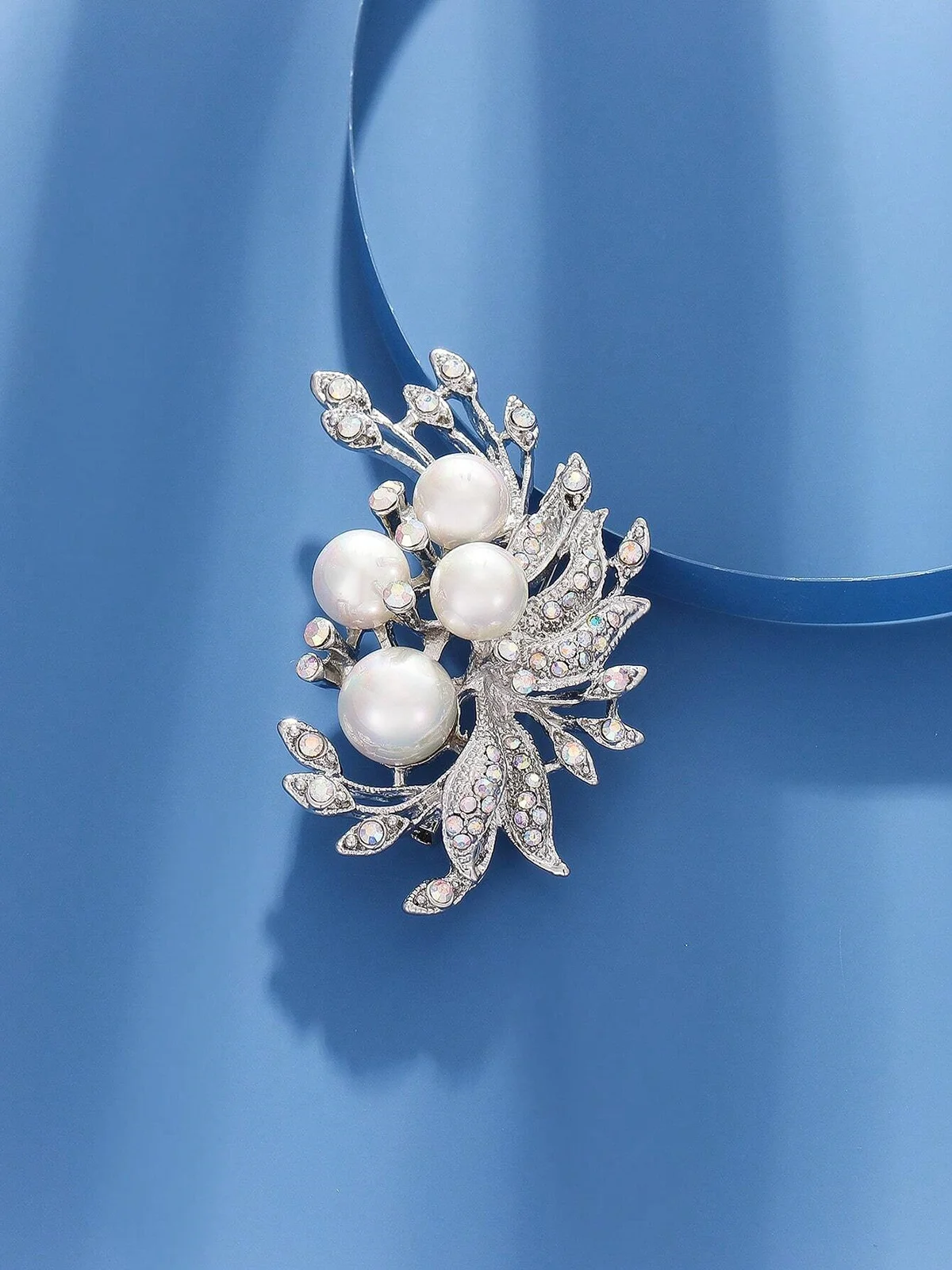 1pc Exquisite Faux Pearl Rhinestone Brooch