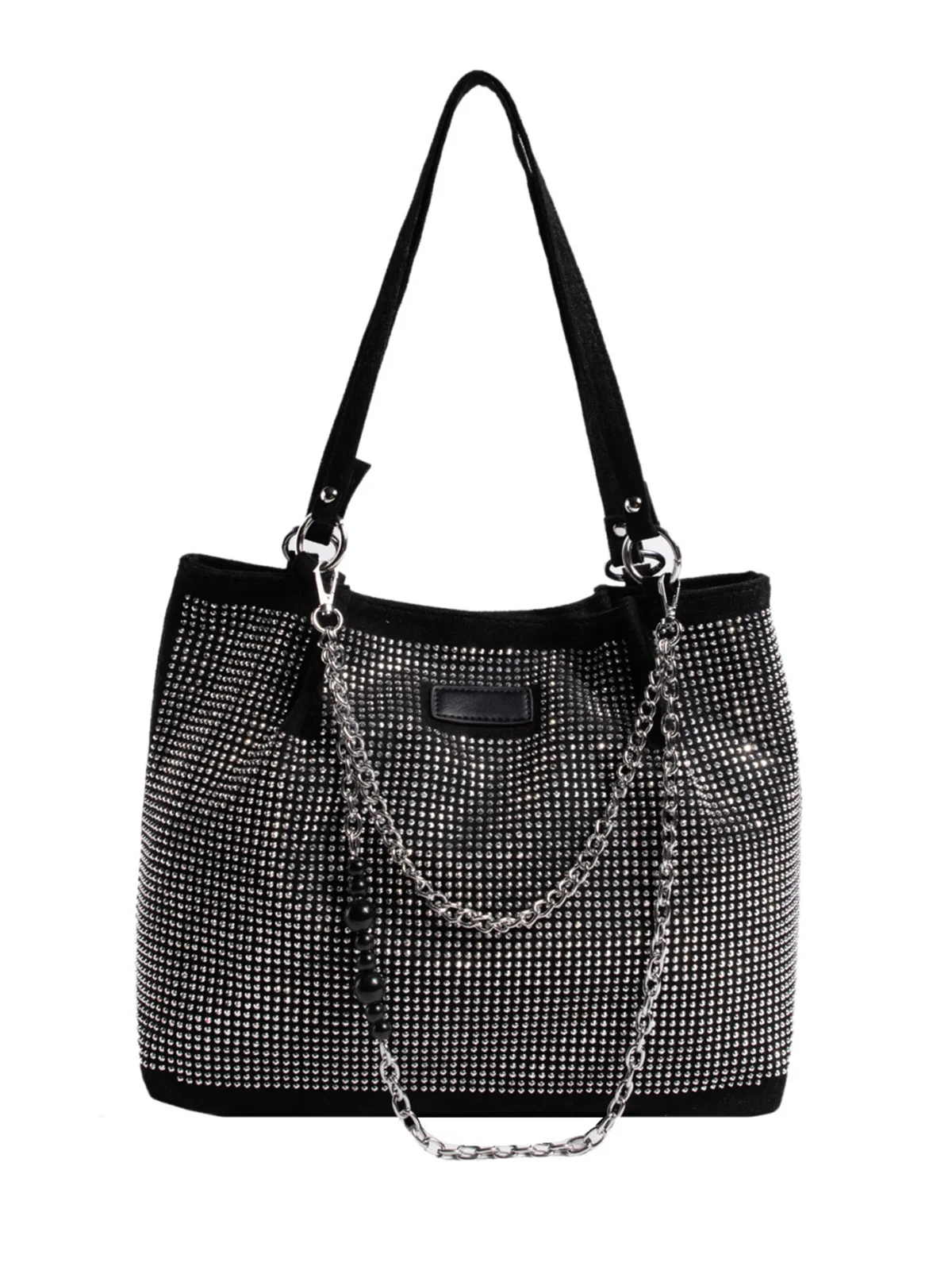 Glamorous Large Capacity Rhinestone Decor Shoulder Tote Bag