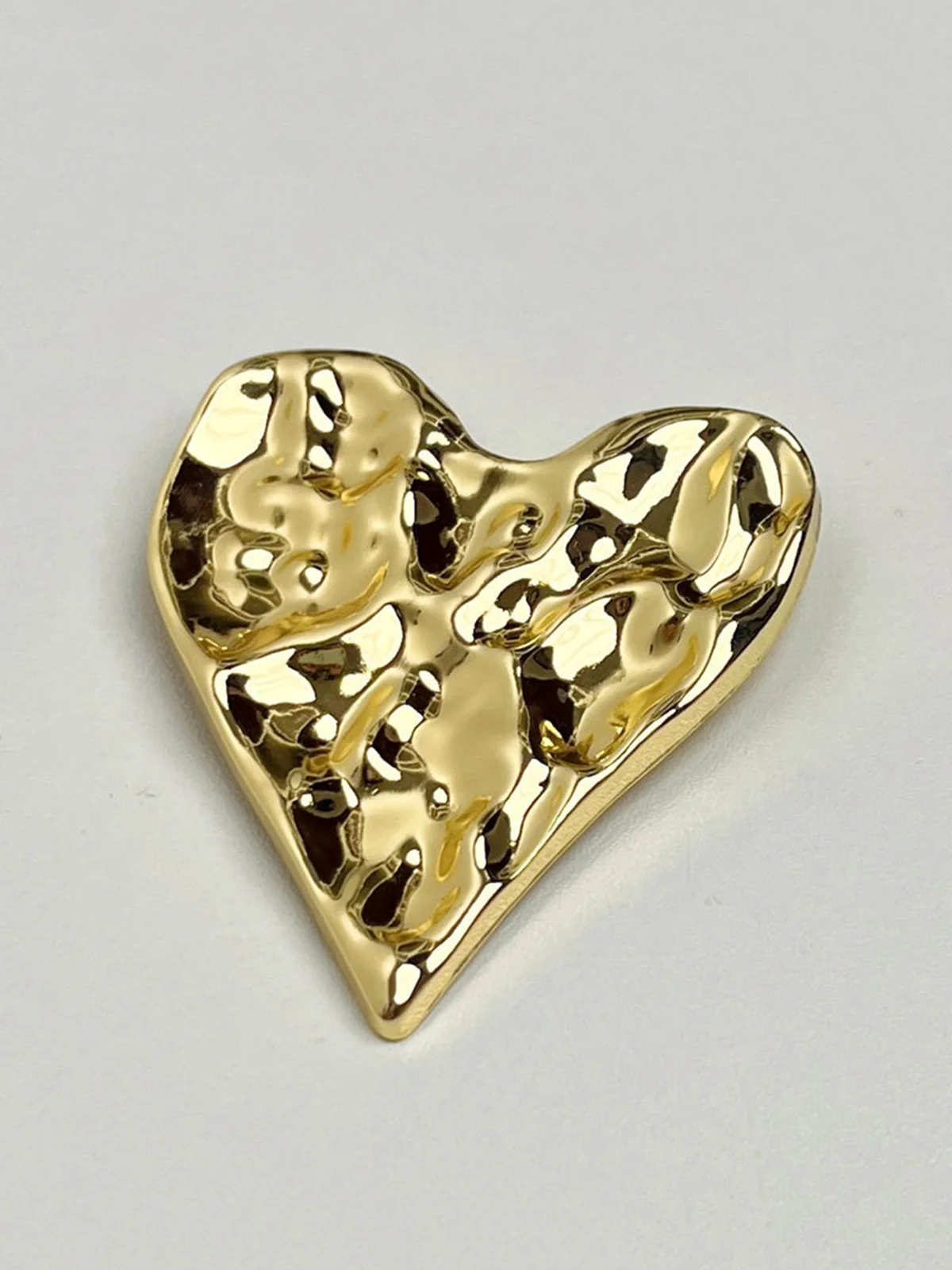 Irregular Pleated Metal Heart Brooch