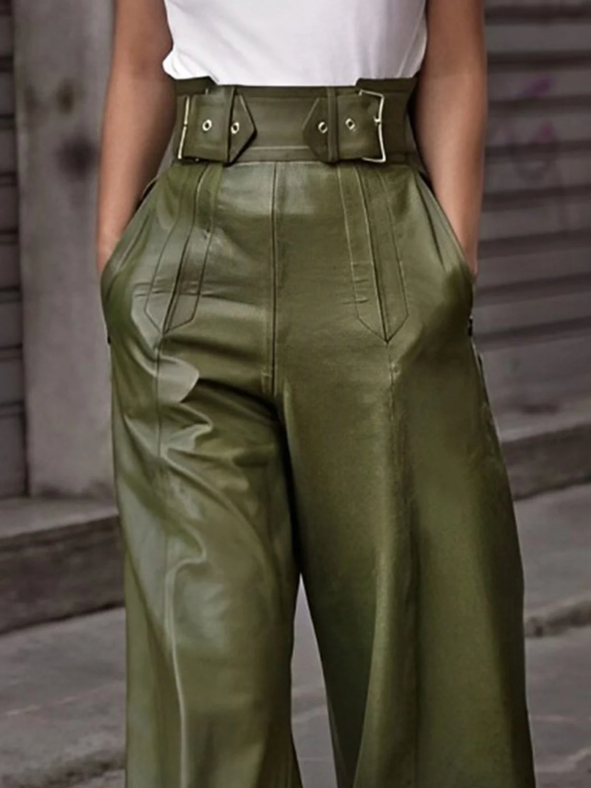 Urban Faux Leather Wide Leg Pants