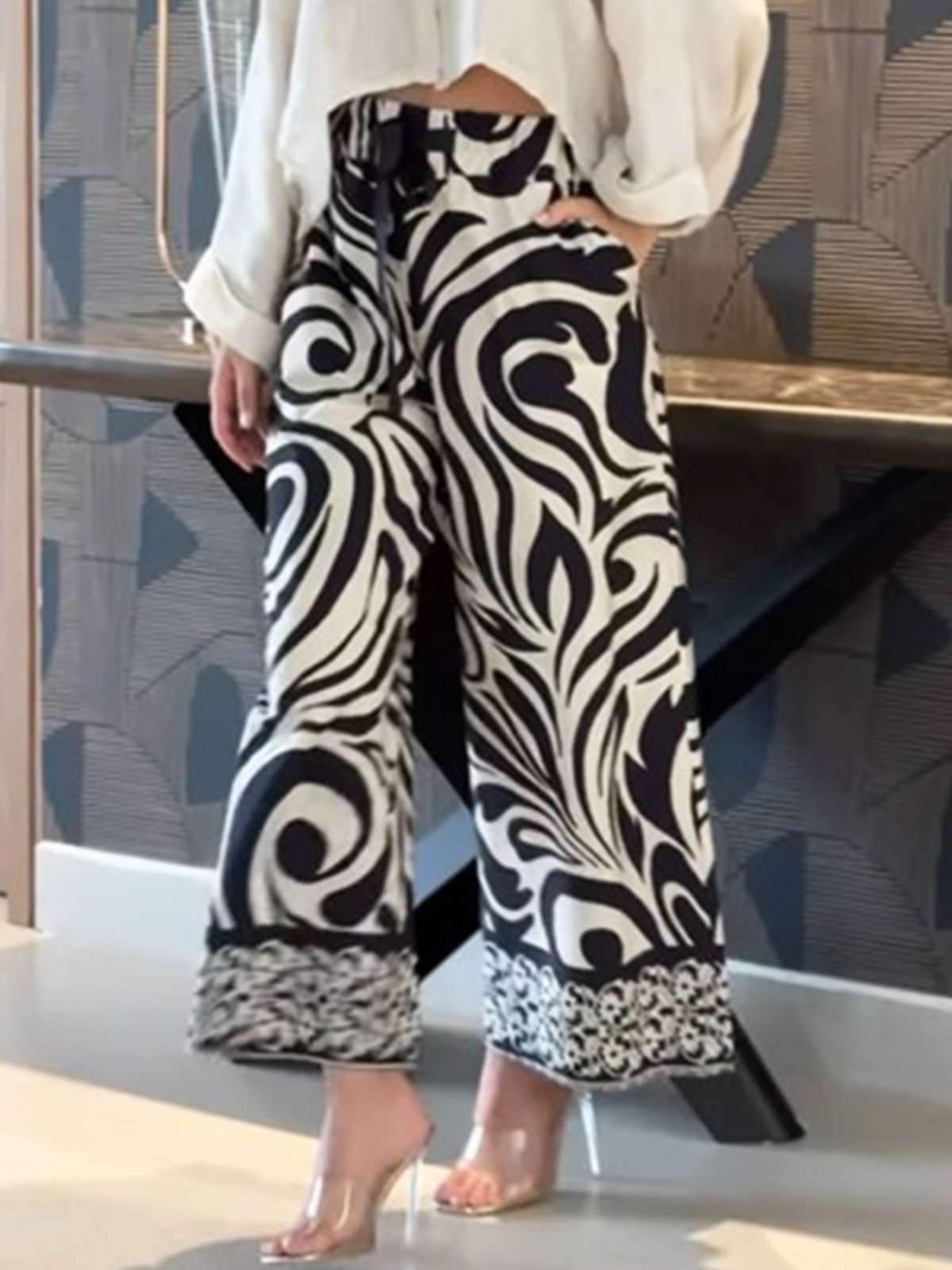 Urban Regular Fit Pockets Abstract Fashion Pants