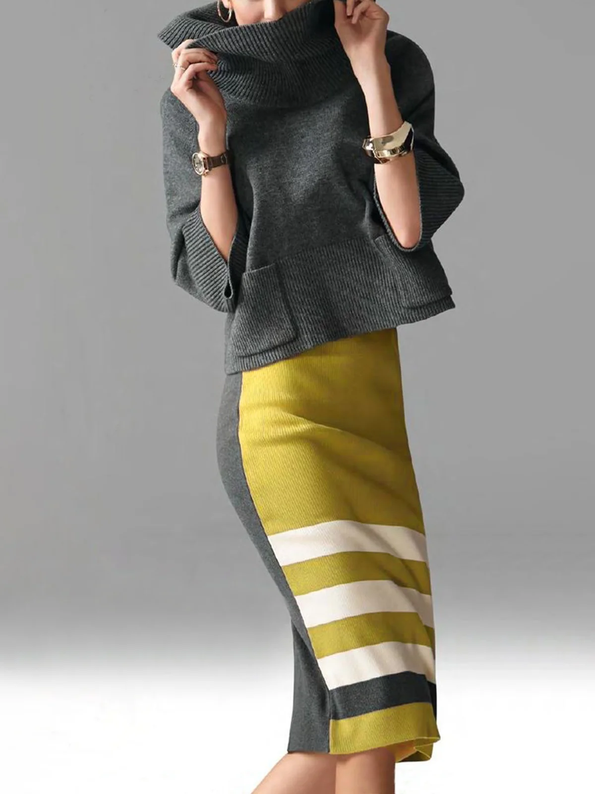 Color Block Urban Sweater Skirt