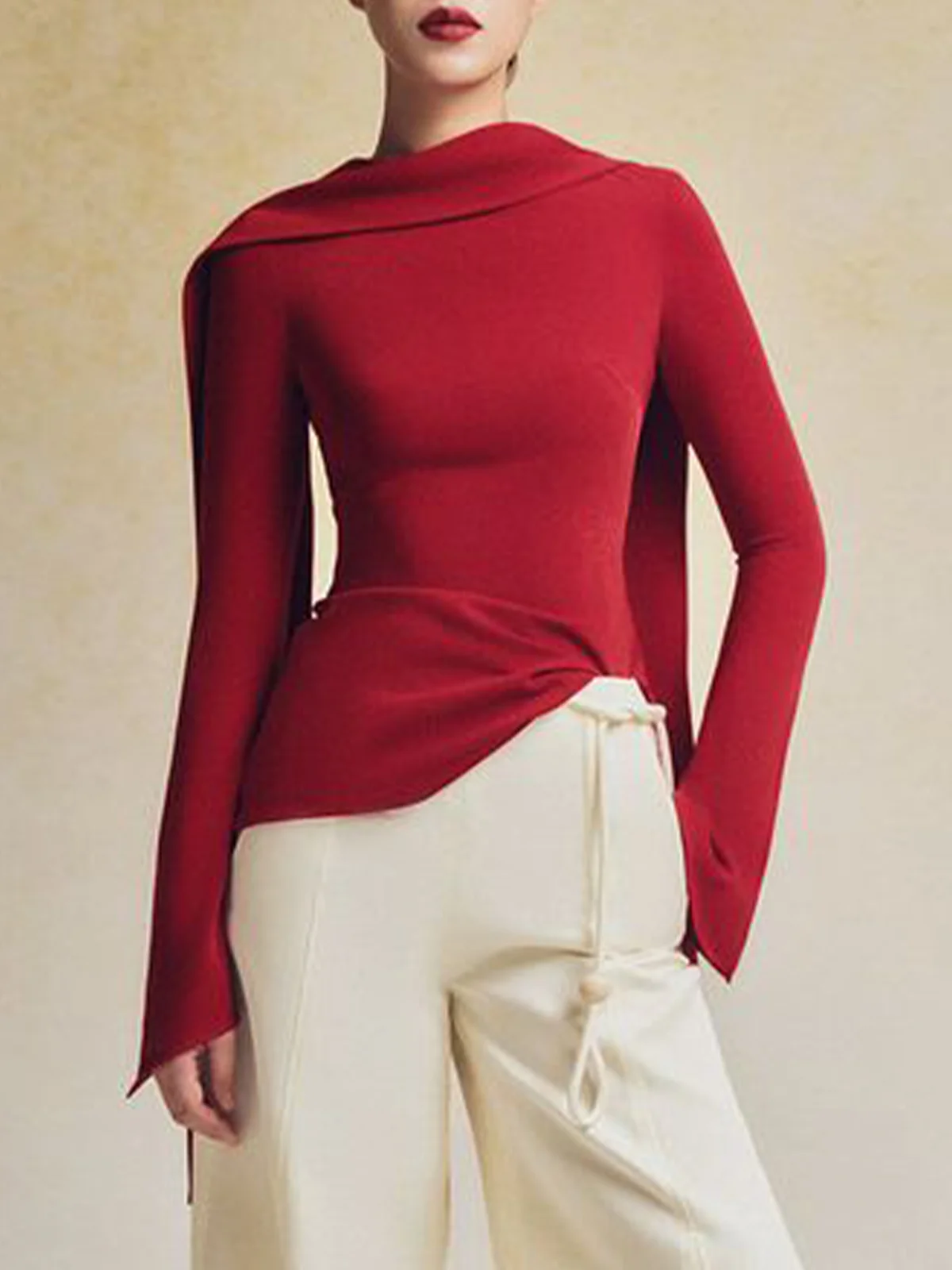 Elegant Regular Sleeve Plain Tight Long Sleeve T-Shirt