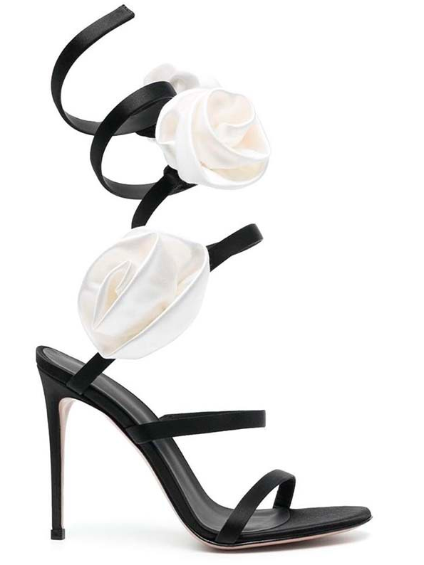 Floral Flocked Elegant Strappy Sandals