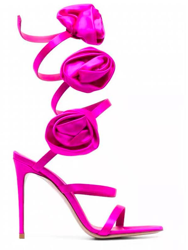 Floral Flocked Elegant Strappy Sandals