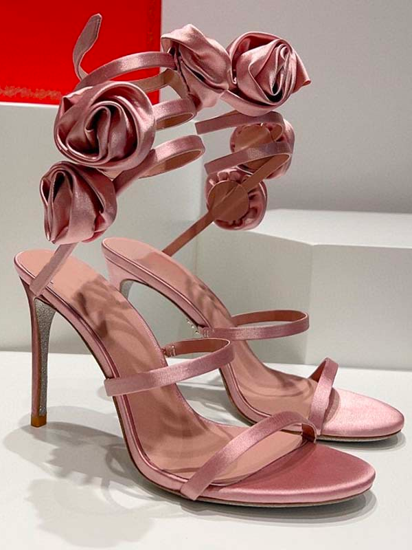 Floral Flocked Elegant Strappy Sandals