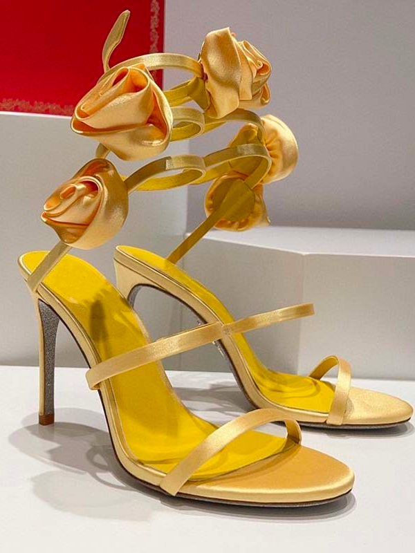 Floral Flocked Elegant Strappy Sandals