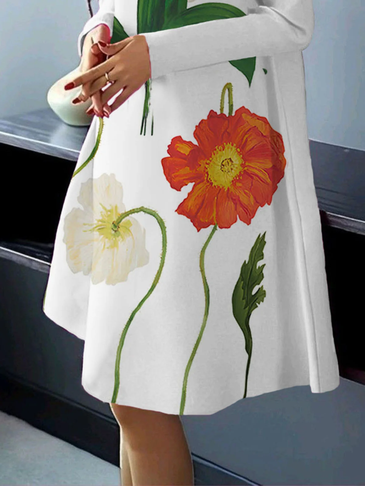 Elegant Floral Dress With Pocket