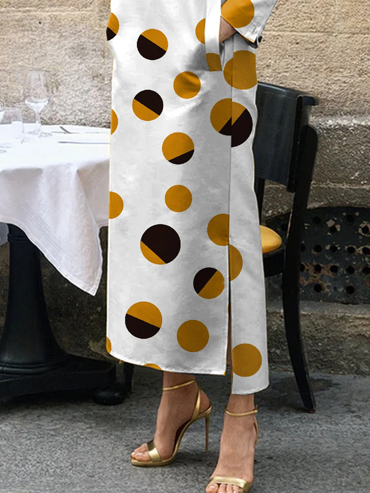 Urban Regular Sleeve Polka Dots Regular Fit Dress