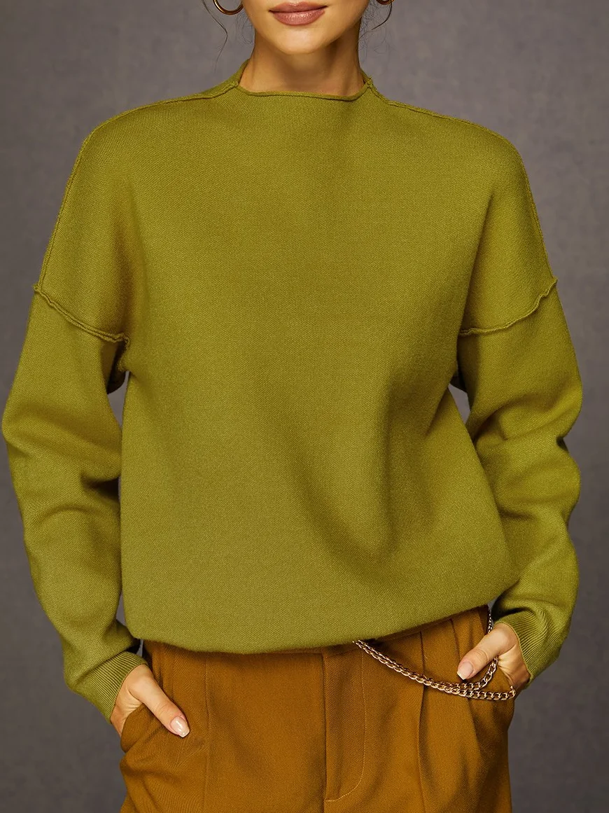 Basic Mock Neck Loose Sweater