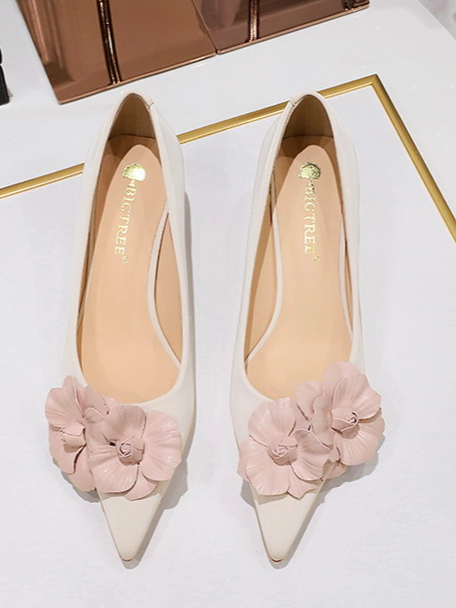 Elegant Leather All Season Floral Shallow Shoes