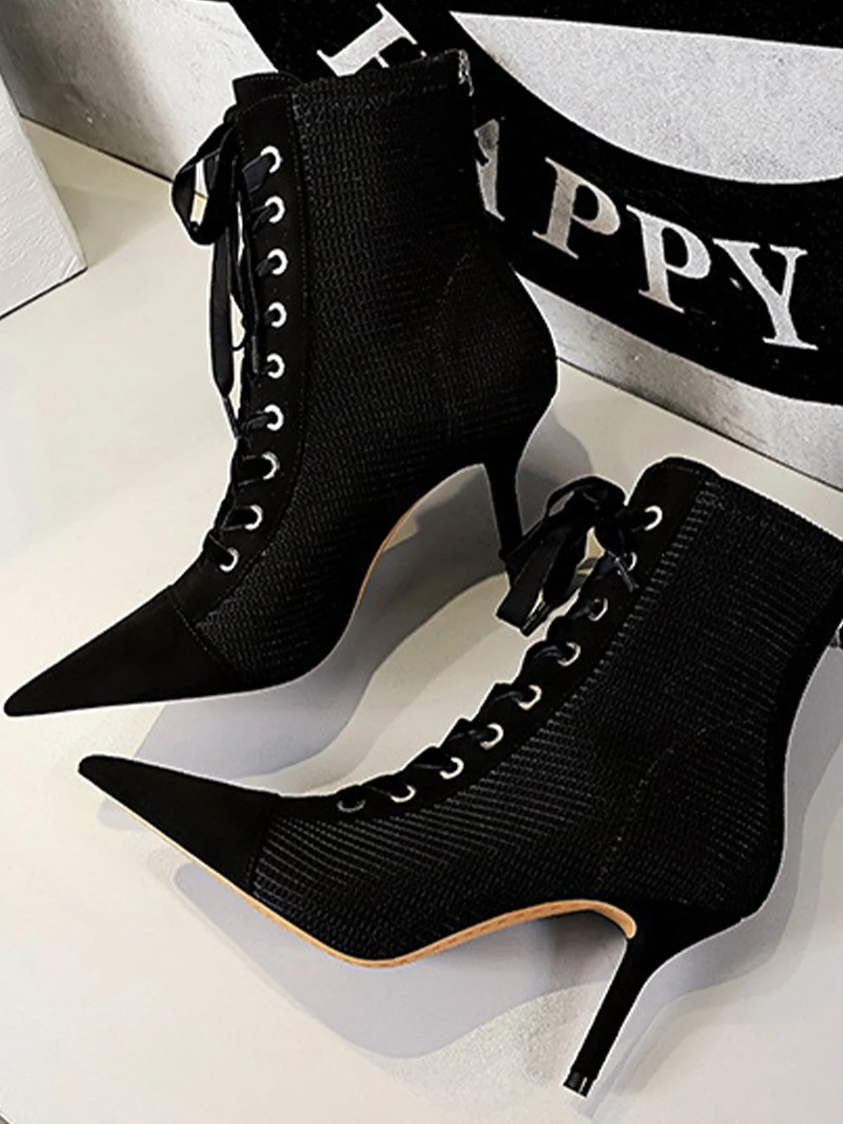 Elegant Plain Fleece Stiletto Heel Boots