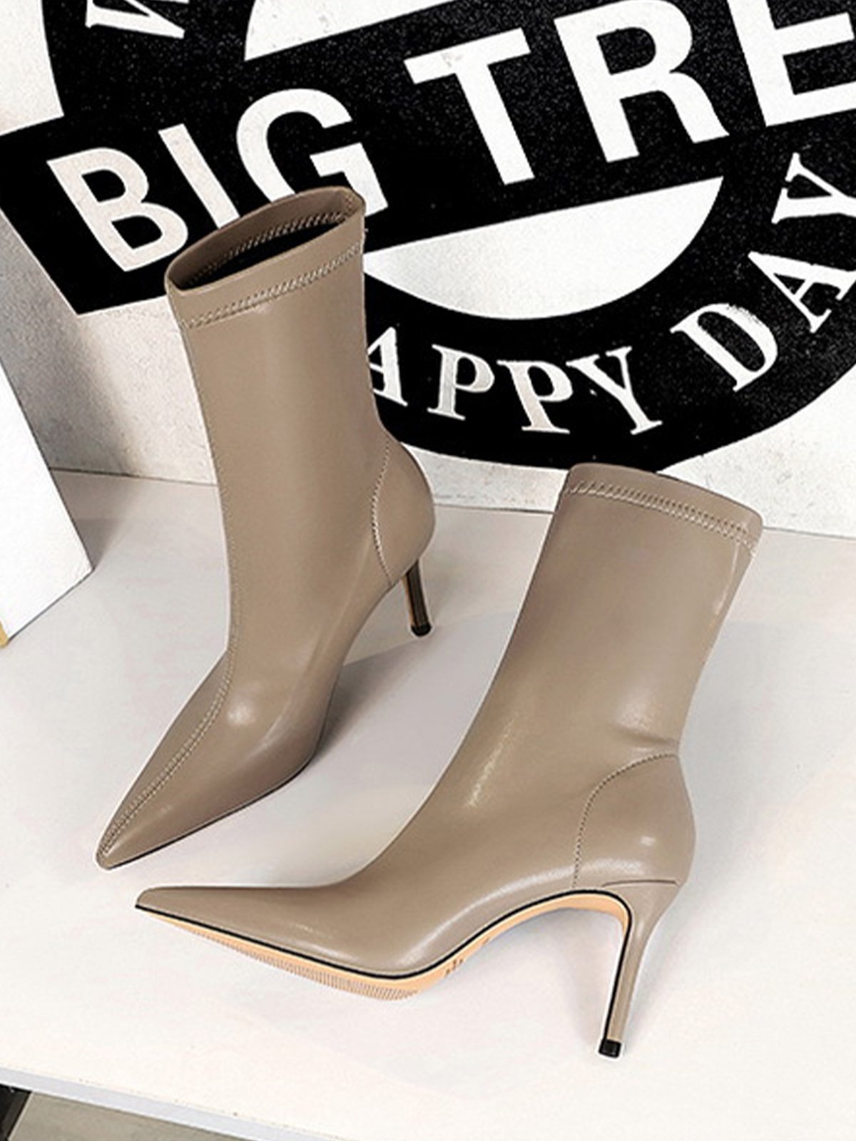 Stiletto Heel Plain Pu Autumn Has Elasticity Boots