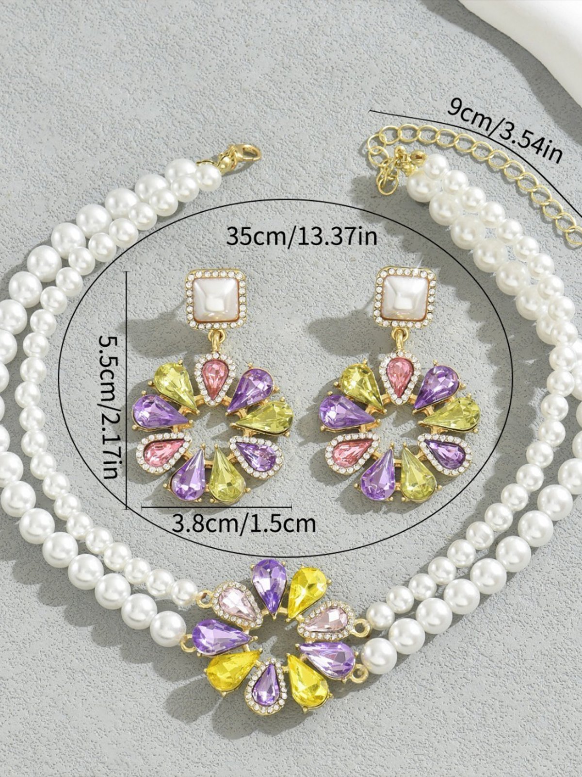 2pcs/set Elegant Floral Dangle,Chain Necklaces