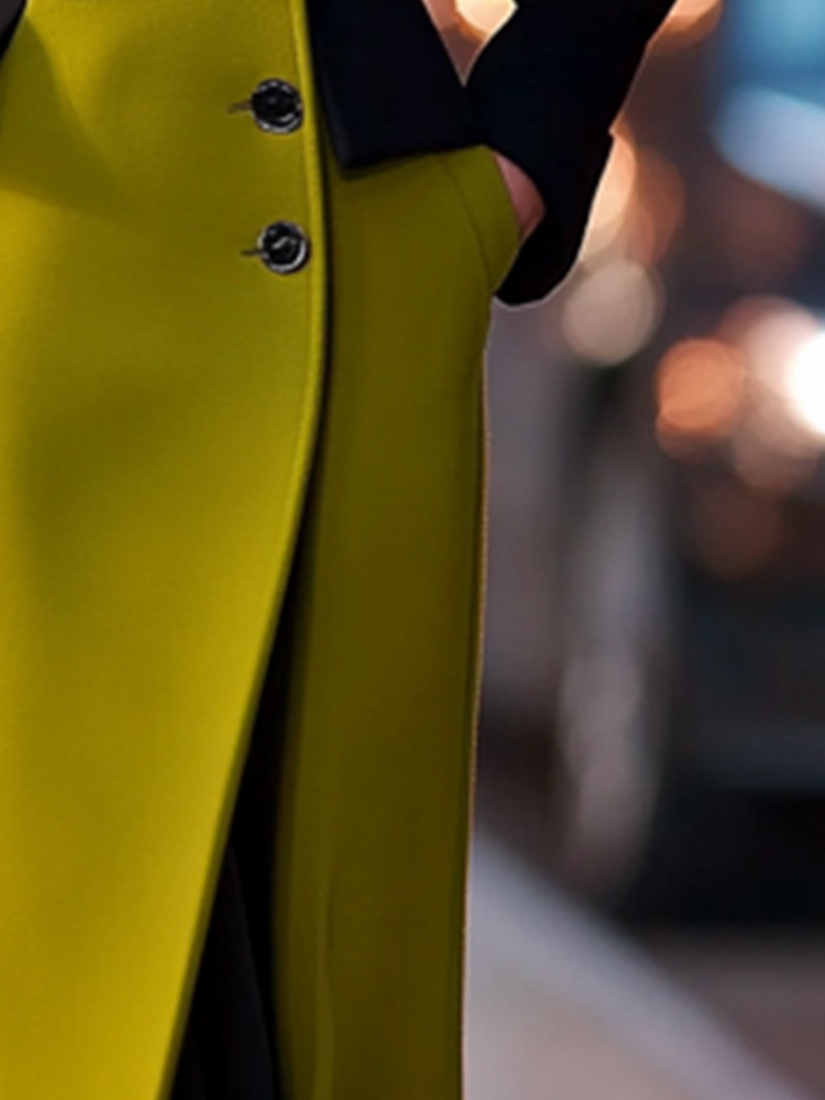 Color Block Long Sleeve Elegant Regular Fit Coat With Brooch