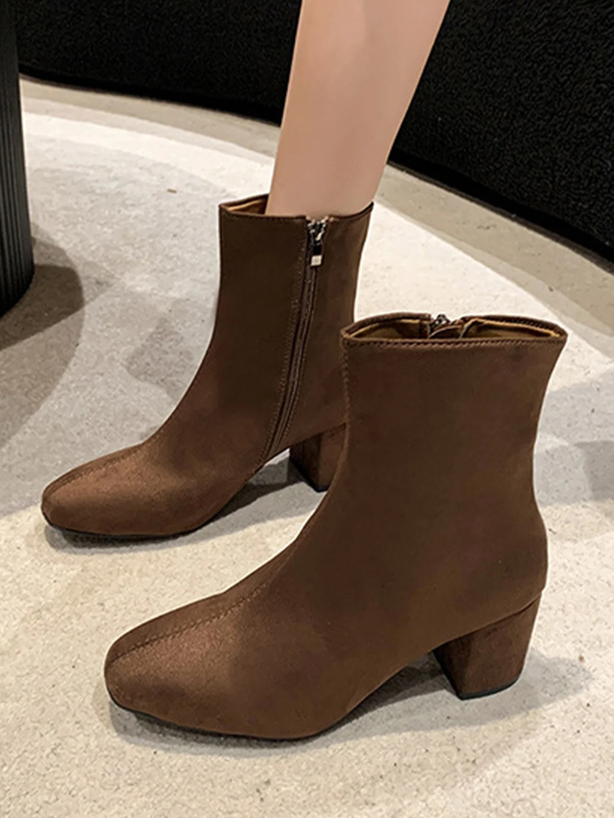 Chunky Heel Autumn Faux Suede Casual Boots