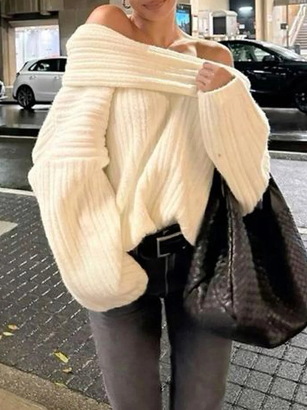 Loose Regular Sleeve Plain Urban Sweater