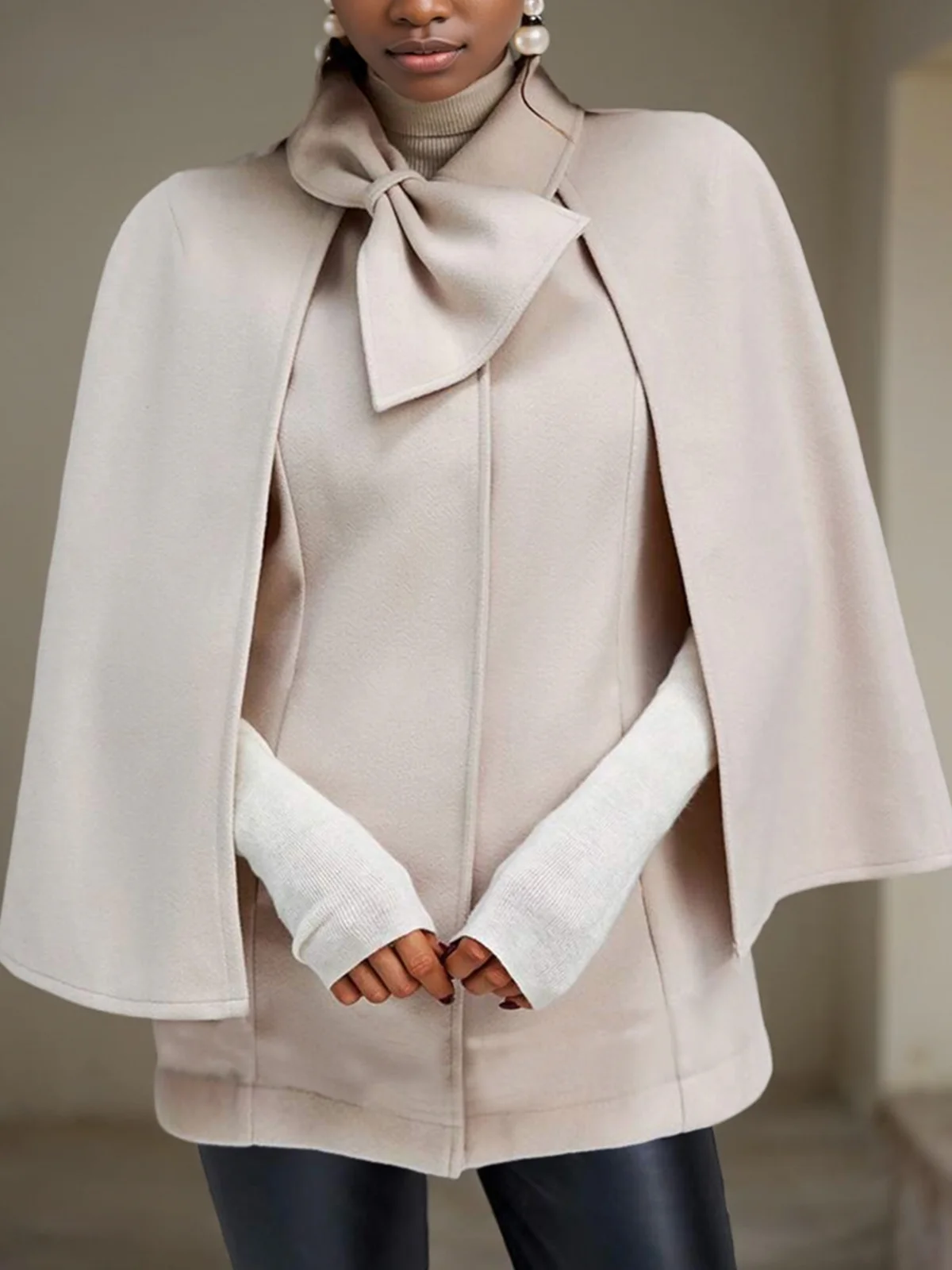 Asymmetrical Elegant Plain Bow Cloak