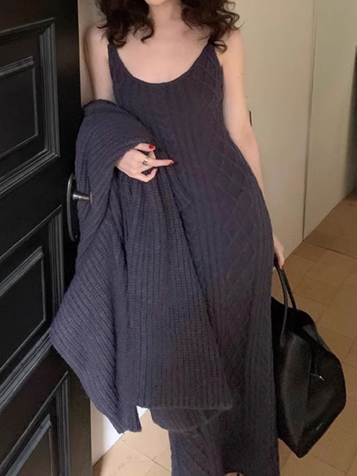 Regular Fit Spaghetti Casual Sweater Dress