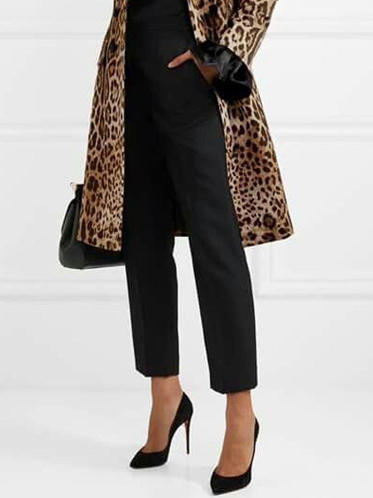 Leopard  Urban Lapel Collar Long Sleeve Coat