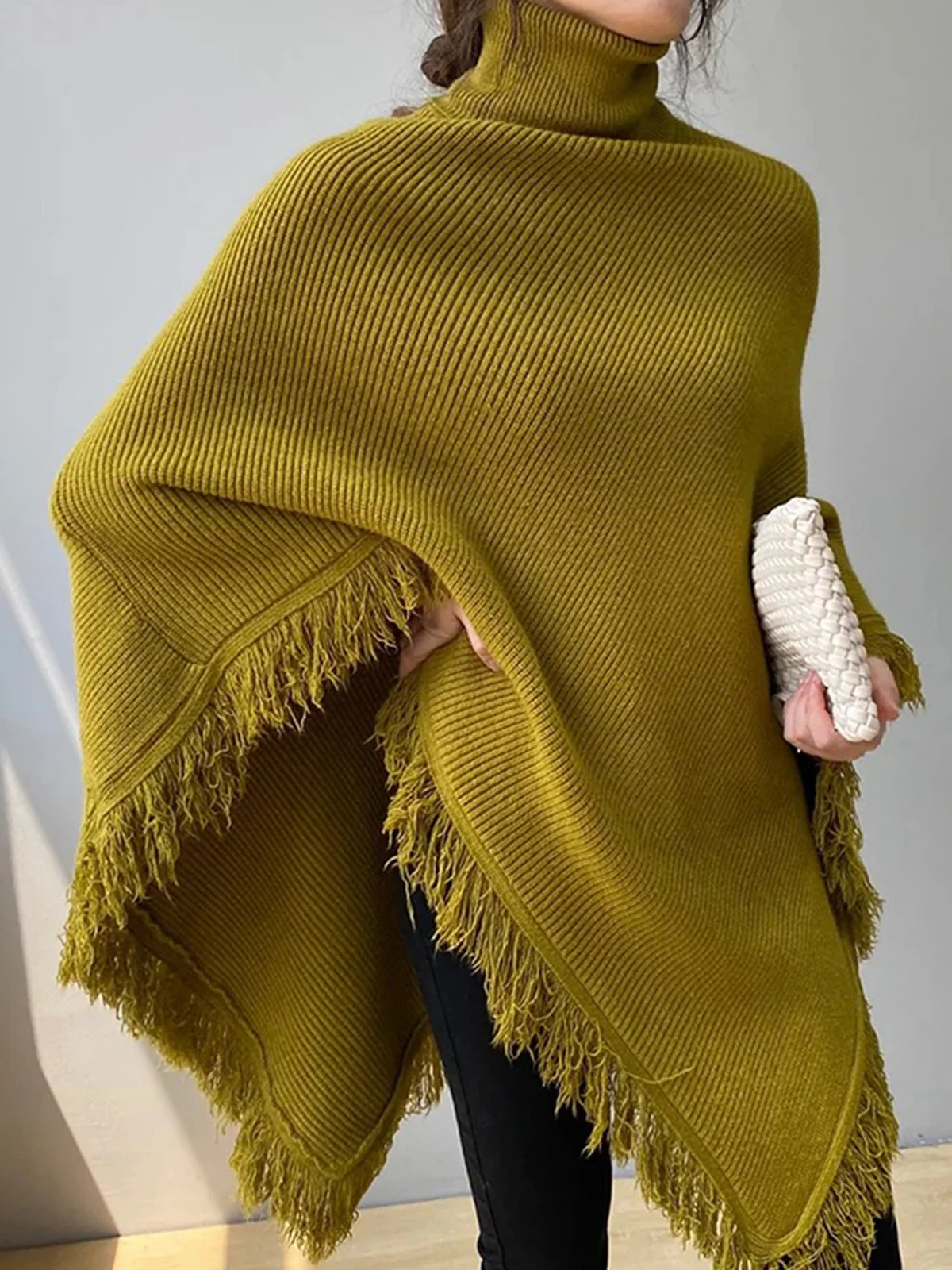 Daily Plain Loose Casual Tassel Sweater