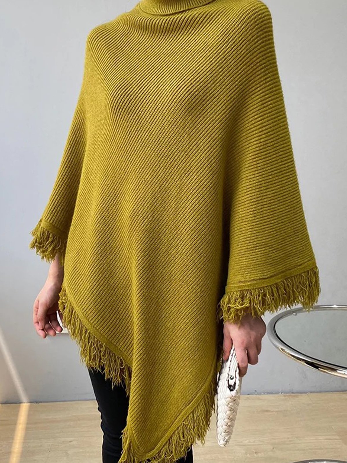 Daily Plain Loose Casual Tassel Sweater