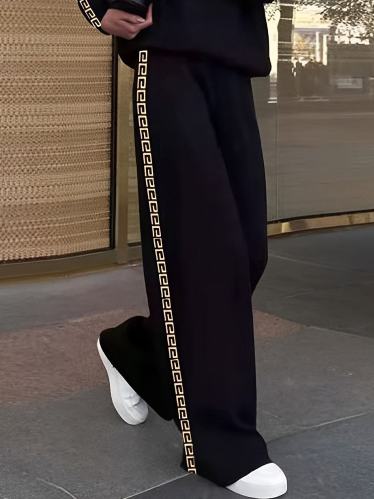 Casual Text Letters High Waist Wide leg Pants